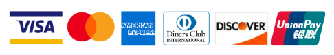 Visa, Mastercard, American Express, Diners Club, Discover and UnionPay