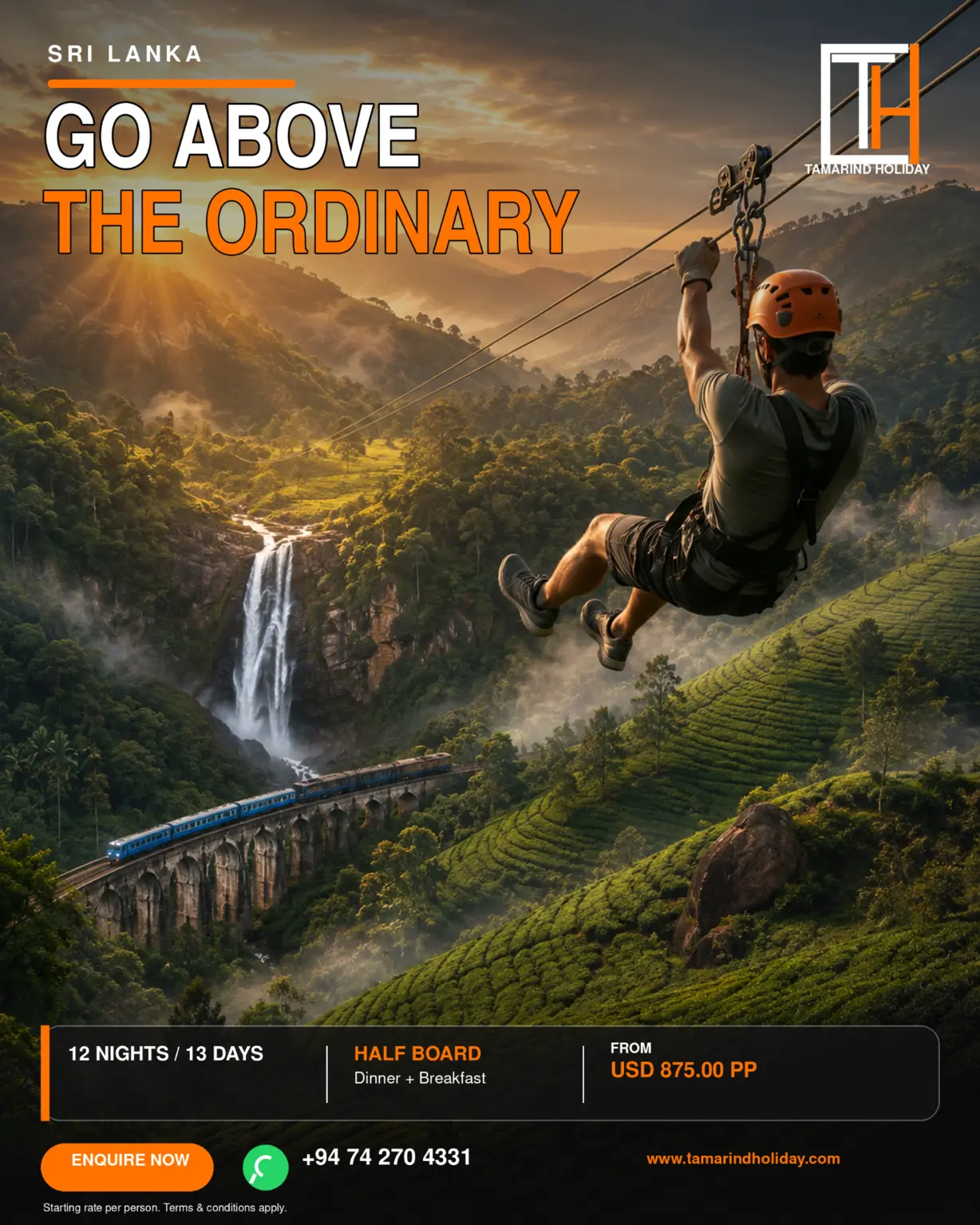 Tamarind Holiday 12 nights 13 days adventure offer from USD 875 per person